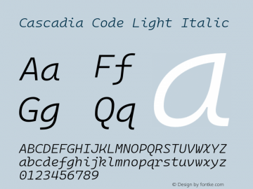 Cascadia Code Light Italic Version 2110.031图片样张