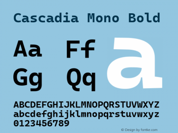 Cascadia Mono Bold Version 2110.031; ttfautohint (v1.8.4)图片样张