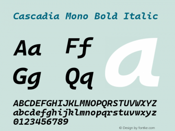 Cascadia Mono Bold Italic Version 2110.031; ttfautohint (v1.8.4)图片样张