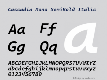 Cascadia Mono SemiBold Italic Version 2110.031图片样张
