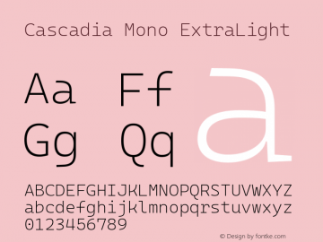 Cascadia Mono ExtraLight Version 2110.031图片样张