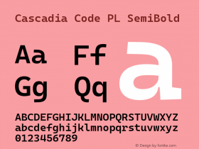 Cascadia Code PL SemiBold Version 2110.031图片样张