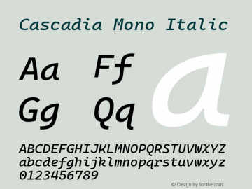 Cascadia Mono Italic Version 2110.031图片样张