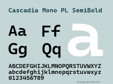 Cascadia Mono PL SemiBold Version 2110.031图片样张