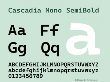 Cascadia Mono SemiBold Version 2110.031; ttfautohint (v1.8.4)图片样张