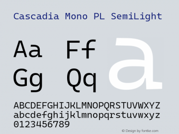 Cascadia Mono PL SemiLight Version 2110.031; ttfautohint (v1.8.4)图片样张