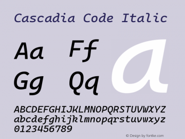 Cascadia Code Italic Version 2110.031; ttfautohint (v1.8.4)图片样张