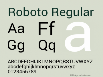 Roboto Regular Version 1.100141; 2013图片样张