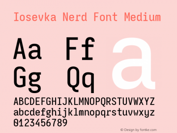 Iosevka Mayukai Monolite Medium Nerd Font Complete Version 10.3.4; ttfautohint (v1.8.4)图片样张