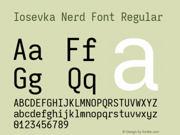 Iosevka Mayukai Monolite Nerd Font Complete Version 10.3.4; ttfautohint (v1.8.4)图片样张