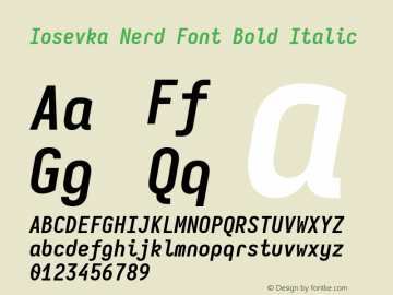 Iosevka Mayukai Sonata Bold Italic Nerd Font Complete Version 10.3.4; ttfautohint (v1.8.4)图片样张