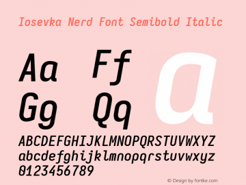 Iosevka Mayukai Codepro Semibold Italic Nerd Font Complete Version 10.3.4; ttfautohint (v1.8.4)图片样张