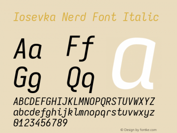 Iosevka Mayukai Codepro Italic Nerd Font Complete Version 10.3.4; ttfautohint (v1.8.4)图片样张