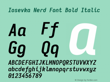 Iosevka Mayukai Codepro Bold Italic Nerd Font Complete Version 10.3.4; ttfautohint (v1.8.4)图片样张