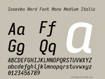 Iosevka Mayukai Serif Medium Italic Nerd Font Complete Mono Version 10.3.4; ttfautohint (v1.8.4)图片样张