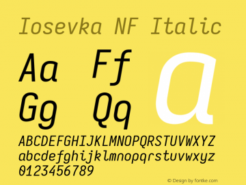 Iosevka Mayukai Sonata Italic Nerd Font Complete Windows Compatible Version 10.3.4; ttfautohint (v1.8.4)图片样张