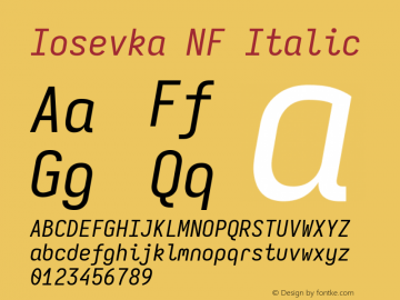 Iosevka Mayukai Serif Italic Nerd Font Complete Windows Compatible Version 10.3.4; ttfautohint (v1.8.4)图片样张