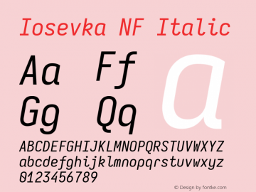 Iosevka Mayukai Codepro Italic Nerd Font Complete Windows Compatible Version 10.3.4; ttfautohint (v1.8.4)图片样张