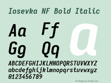 Iosevka Mayukai Monolite Bold Italic Nerd Font Complete Windows Compatible Version 10.3.4; ttfautohint (v1.8.4)图片样张