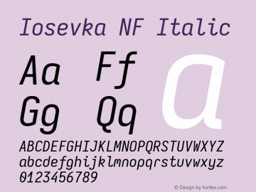 Iosevka Mayukai Serif Italic Nerd Font Complete Mono Windows Compatible Version 10.3.4; ttfautohint (v1.8.4)图片样张