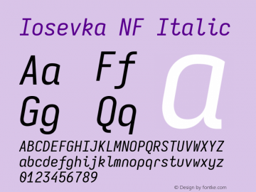 Iosevka Mayukai Sonata Italic Nerd Font Complete Mono Windows Compatible Version 10.3.4; ttfautohint (v1.8.4)图片样张