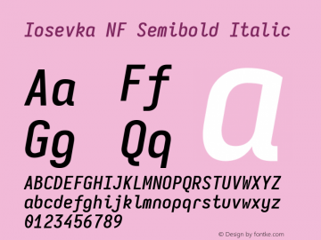 Iosevka Mayukai Sonata Semibold Italic Nerd Font Complete Mono Windows Compatible Version 10.3.4; ttfautohint (v1.8.4)图片样张