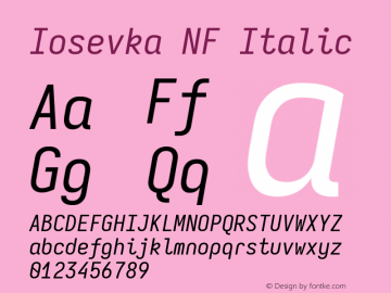 Iosevka Mayukai Codepro Italic Nerd Font Complete Mono Windows Compatible Version 10.3.4; ttfautohint (v1.8.4)图片样张
