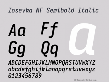 Iosevka Mayukai Monolite Semibold Italic Nerd Font Complete Mono Windows Compatible Version 10.3.4; ttfautohint (v1.8.4)图片样张