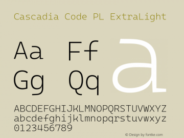 Cascadia Code PL ExtraLight Version 2108.026图片样张