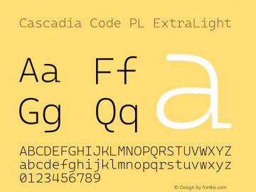 Cascadia Code PL ExtraLight Version 2108.026图片样张