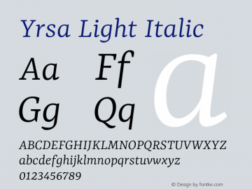 Yrsa Light Italic Version 2.002图片样张