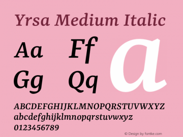 Yrsa Medium Italic Version 2.002图片样张