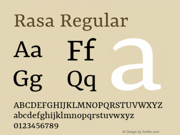 Rasa Regular Version 2.002; ttfautohint (v1.8.3)图片样张