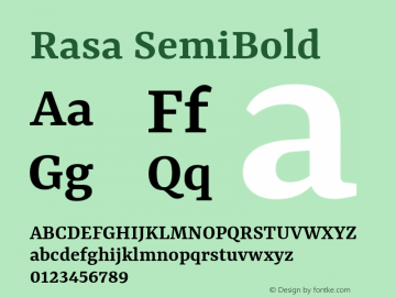 Rasa SemiBold Version 2.002; ttfautohint (v1.8.3)图片样张