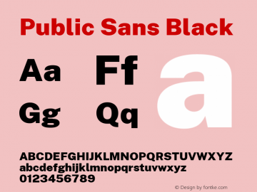 Public Sans Black Version 2.000; ttfautohint (v1.8.3)图片样张