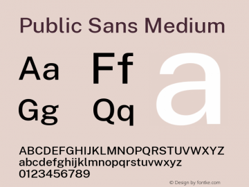 Public Sans Medium Version 2.000; ttfautohint (v1.8.3)图片样张