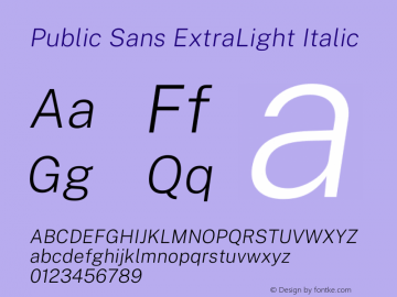 Public Sans ExtraLight Italic Version 2.000图片样张