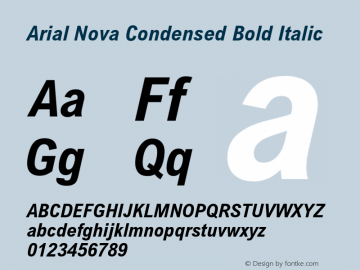 Arial Nova Cond Bold Italic Version 1.12图片样张