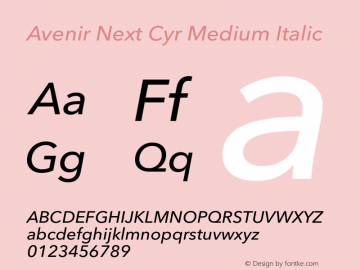 Avenir Next Cyr Medium Italic Version 2.00图片样张