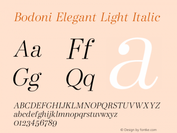Bodoni Elegant Light Italic Version 1.00 2020图片样张