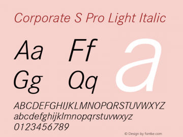 Corporate S Pro Light Italic Version 1.40图片样张