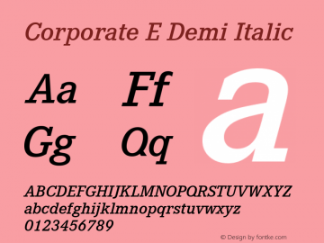 Corporate E Demi Italic Version 1.00图片样张