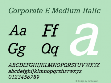 Corporate E Medium Italic Version 1.00图片样张