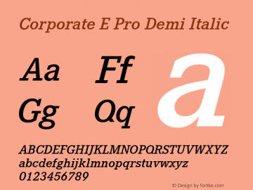 Corporate E Pro Demi Italic Version 1.40图片样张