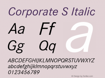 Corporate S Italic Version 1.00图片样张