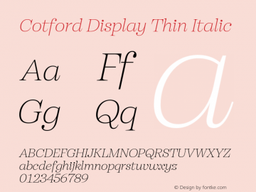 Cotford Display Thin Italic Version 1.00图片样张