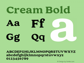 Cream Bold Version 1.000;hotconv 1.0.109;makeotfexe 2.5.65596图片样张