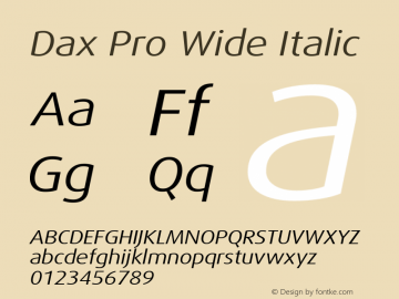 Dax Pro Wide Italic Version 7.504; 2017; Build 1023图片样张