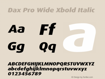 Dax Pro Wide Xbold Italic Version 7.504; 2017; Build 1023图片样张