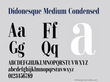 Didonesque Medium Condensed Version 1.000;PS 001.000;hotconv 1.0.88;makeotf.lib2.5.64775图片样张